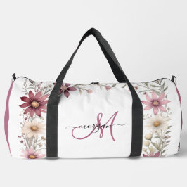 Mauve Blumen Personalisierte Sporttasche Duffle Bag