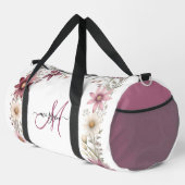 Mauve Blumen Personalisierte Sporttasche Duffle Bag (Rechte Ecke)