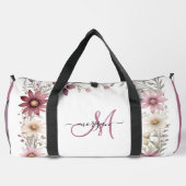Mauve Blumen Personalisierte Sporttasche Duffle Bag (Rückseite)