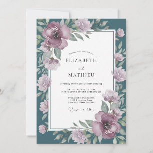 Mauve Blumenarrangement Hochzeit Einladung