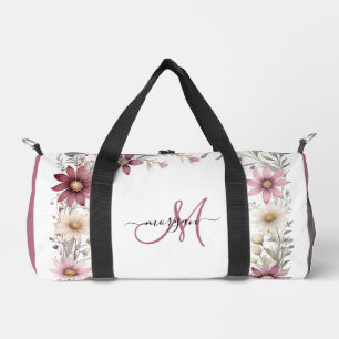 Mauve Blumenmuster Kleine Personalisierte Gym-Tasc Duffle Bag