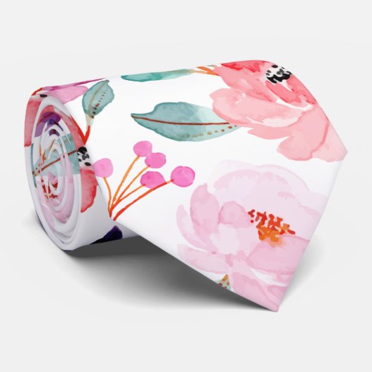 Mauve Blush Atemberaubendes Blumenmuster Krawatte (Gerollt)