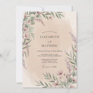 Mauve-Blush Botanische Blütenpracht Hochzeit Einladung