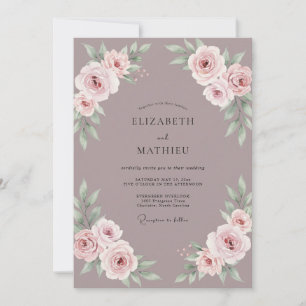 Mauve Blush Pfingstrosen-Hochzeit Einladung