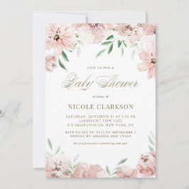 Mauve Blush Pink Aquarell Blume Kinderdusche Einladung