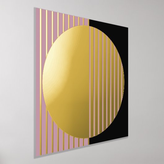Mauve Blush Pink Black Striped Circles Art Gold Foliendrucke (Ablage )