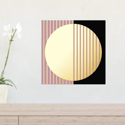 Mauve Blush Pink Black Striped Circles Art Gold Foliendrucke (In Situ (Eingangstisch))