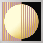 Mauve Blush Pink Black Striped Circles Art Gold Foliendrucke (Vorderseite)