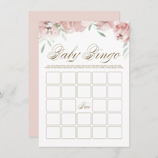 Mauve Blush Pink Blume Baby Showkarte Begleitkarte (Vorne/Hinten)