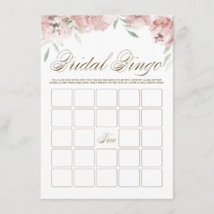 Mauve Blush Pink Blume Brautparty Bingo Card Begleitkarte