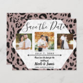 Mauve Blush Pink Cheetah Leopard Save the Date (Vorne/Hinten)