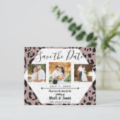 Mauve Blush Pink Cheetah Leopard Save the Date (Stehend Vorderseite)