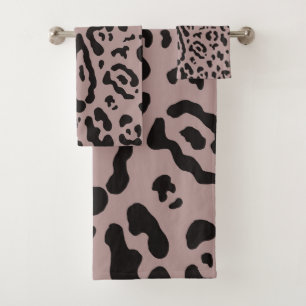 Mauve Blush Pink Cheetah Leopard Tierdruck Badhandtuch Set