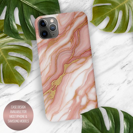 Mauve Blush Pink Red Gold Marmor Muster iPhone Hülle