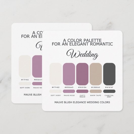 Mauve Blush Wedding Color Palette Card Einladung (Vorne/Hinten)