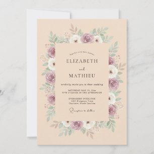 Mauve Blüten Botanische Hochzeit Einladung