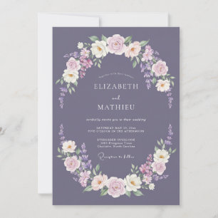 Mauve Blüten-Girlande Hochzeit Einladung