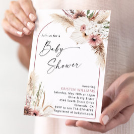 Mauve Boho Floral Baby Shower Einladung
