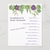 Mauve Boho Floral Wierdest Spielshowaktivitäten (Vorderseite)