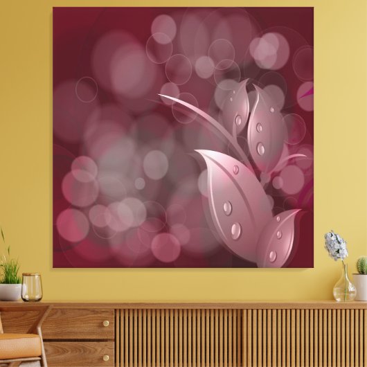 Mauve Bokeh Blätter Wrapped Canvas Leinwanddruck (Insitu (Wohnzimmer))