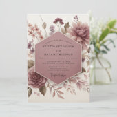 Mauve Botanical Bloom Wedding Einladung (Stehend Vorderseite)