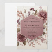 Mauve Botanical Bloom Wedding Einladung (Vorne/Hinten)