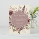 Mauve Botanical Whimsical Wedding Einladung (Stehend Vorderseite)