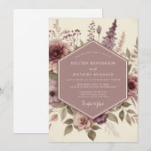 Mauve Botanical Whimsical Wedding Einladung (Vorne/Hinten)