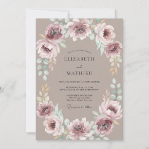 Mauve Botanische Üppige Hochzeit Einladung