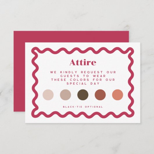Mauve, Brunt Orane und Bronze Rose Dress Code Card Begleitkarte (Vorne/Hinten)