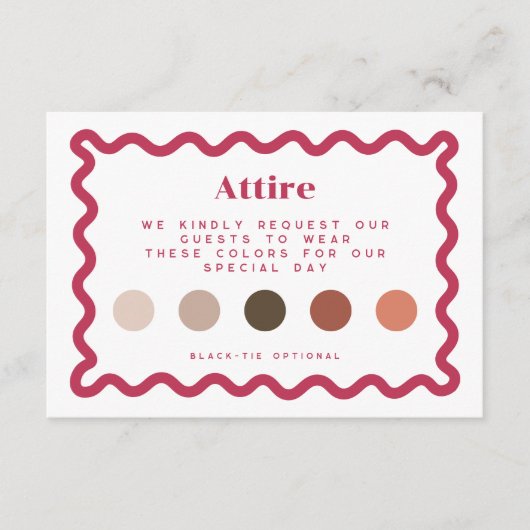 Mauve, Brunt Orane und Bronze Rose Dress Code Card Begleitkarte (Vorderseite)