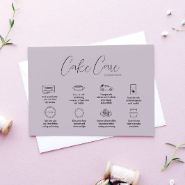 Mauve Cake Care Instruction Card Mitteilungskarte