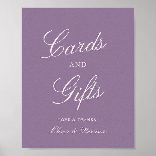 Mauve Calligraphy Wedding Cards & Gifts Sign Poster (Vorne)