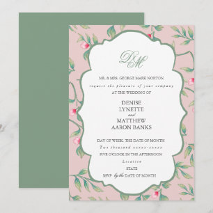 Mauve Chalk und Basil Green Probe Dinner Einladung