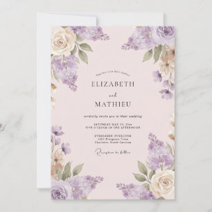 Mauve Champagner Gemalte Hochzeit Einladung
