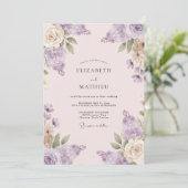 Mauve Champagner Gemalte Hochzeit Einladung (Stehend Vorderseite)