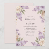Mauve Champagner Gemalte Hochzeit Einladung (Vorne/Hinten)