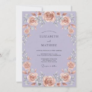 Mauve Champagner-Girlande Hochzeit Einladung