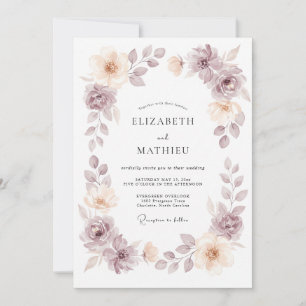 Mauve Champagner Kranz Hochzeit Einladung