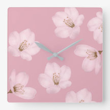 Mauve Cherry Blossom Wall Clock