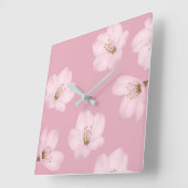 Mauve Cherry Blossom Wall Clock Quadratische Wanduhr (Winkel)