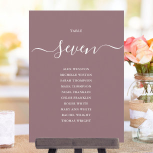 Mauve Chic Schrift Tischnummer Sitzordnung