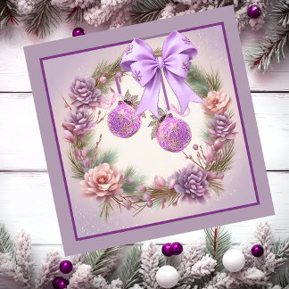 Mauve Christmas Wreath Magnetkarte
