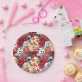 Mauve Chrysanthemums und Red Amaryllis Herbst Pappteller (Party)