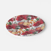 Mauve Chrysanthemums und Red Amaryllis Herbst Pappteller (Schrägansicht)