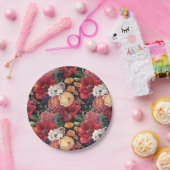 Mauve Chrysanthemums und Red Amaryllis Herbst Pappteller (Party)