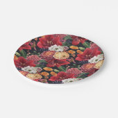 Mauve Chrysanthemums und Red Amaryllis Herbst Pappteller (Schrägansicht)