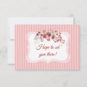 Mauve Coral Floral Striped Wedding RSVP Karte (Rückseite)