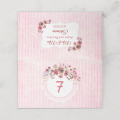Mauve Coral Floral Wedding Tischnummer Cards Platzkarte (Außenseite Aufgefaltet)