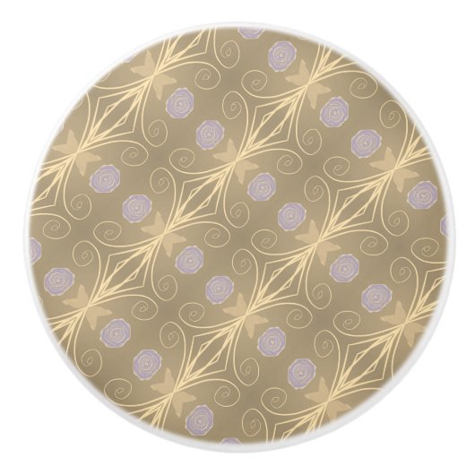 Mauve Cream und Beige Keramikknauf (Vorderseite)